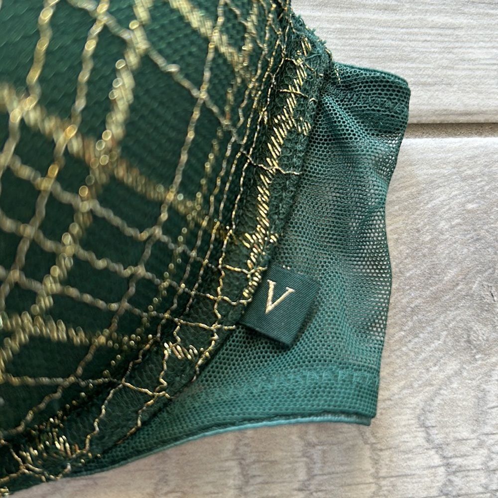 Victoria’s Secret green and gold shimmer holiday lightly lined bra - Picture 3 of 5